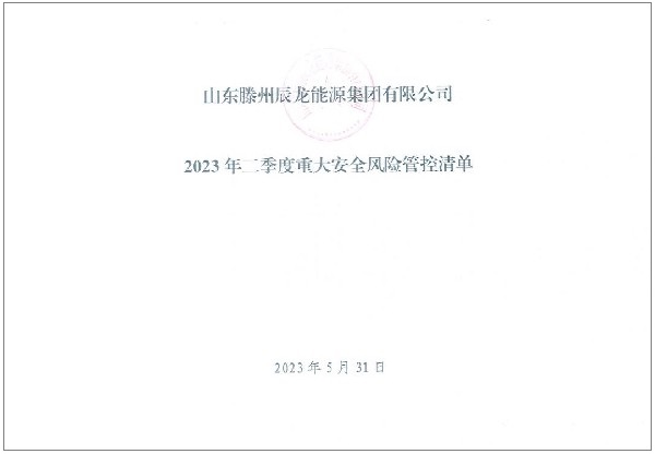 辰龙集团2023年二季度重大安全风险管控清单